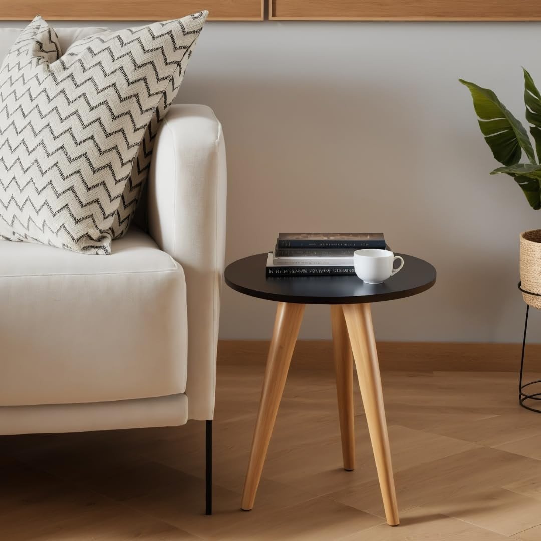 Mesa de Canto Redonda com Pés Palito - Design Moderno para Sala e Quarto