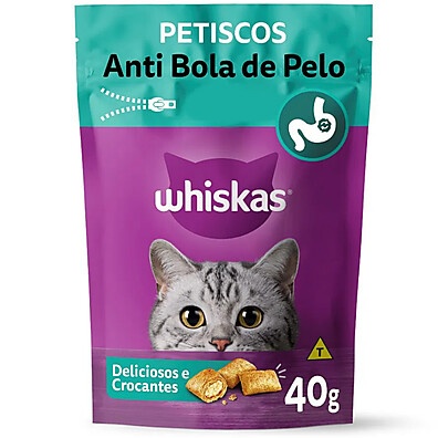 Petisco Whiskas Anti Bola de Pelo 40g – Saúde e Sabor para Seu Gato