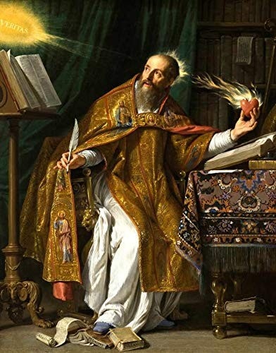 Santo Agostinho (1645) de Philippe de Champaigne - Tela Canvas 75x95cm - Obra de Arte para Decoração Elegante