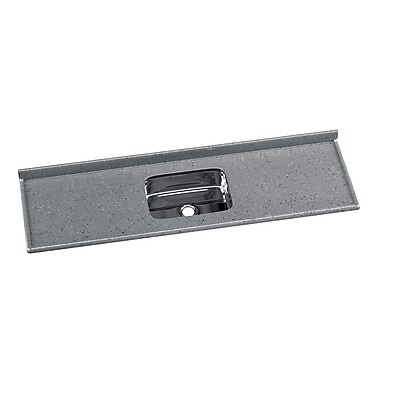 Pia de Cozinha 180cm: Mármore Sintético Cinza + Inox