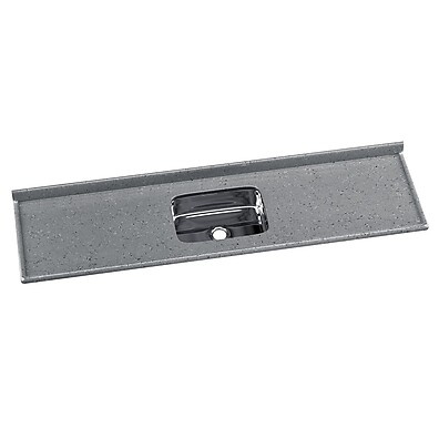 Pia de Cozinha Cinza 199cm: Mármore Sintético + Inox