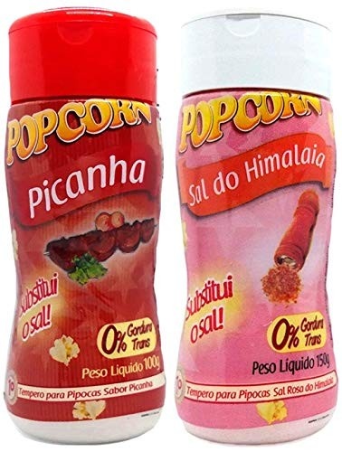 Temperos P/ Pipoca Popcorn Cx 12 Frascos. 6 Picanha - 6 Sal do Himalaia