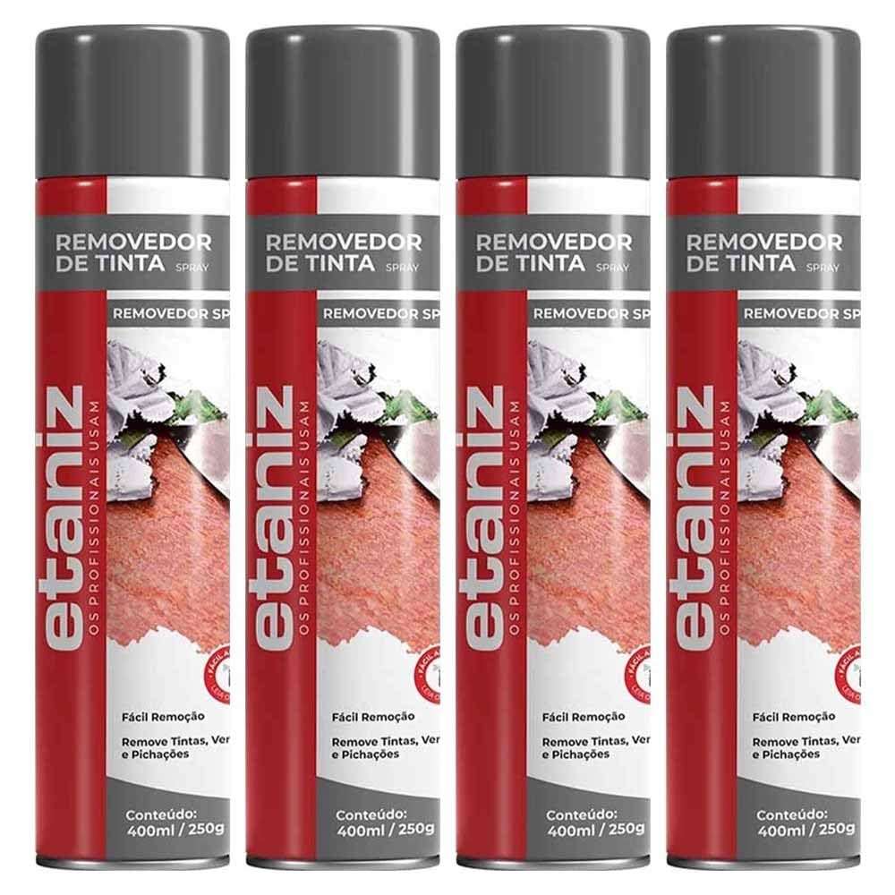 Kit 4 Etaniz Removedor Tinta Verniz Pichação Grafite 400ml