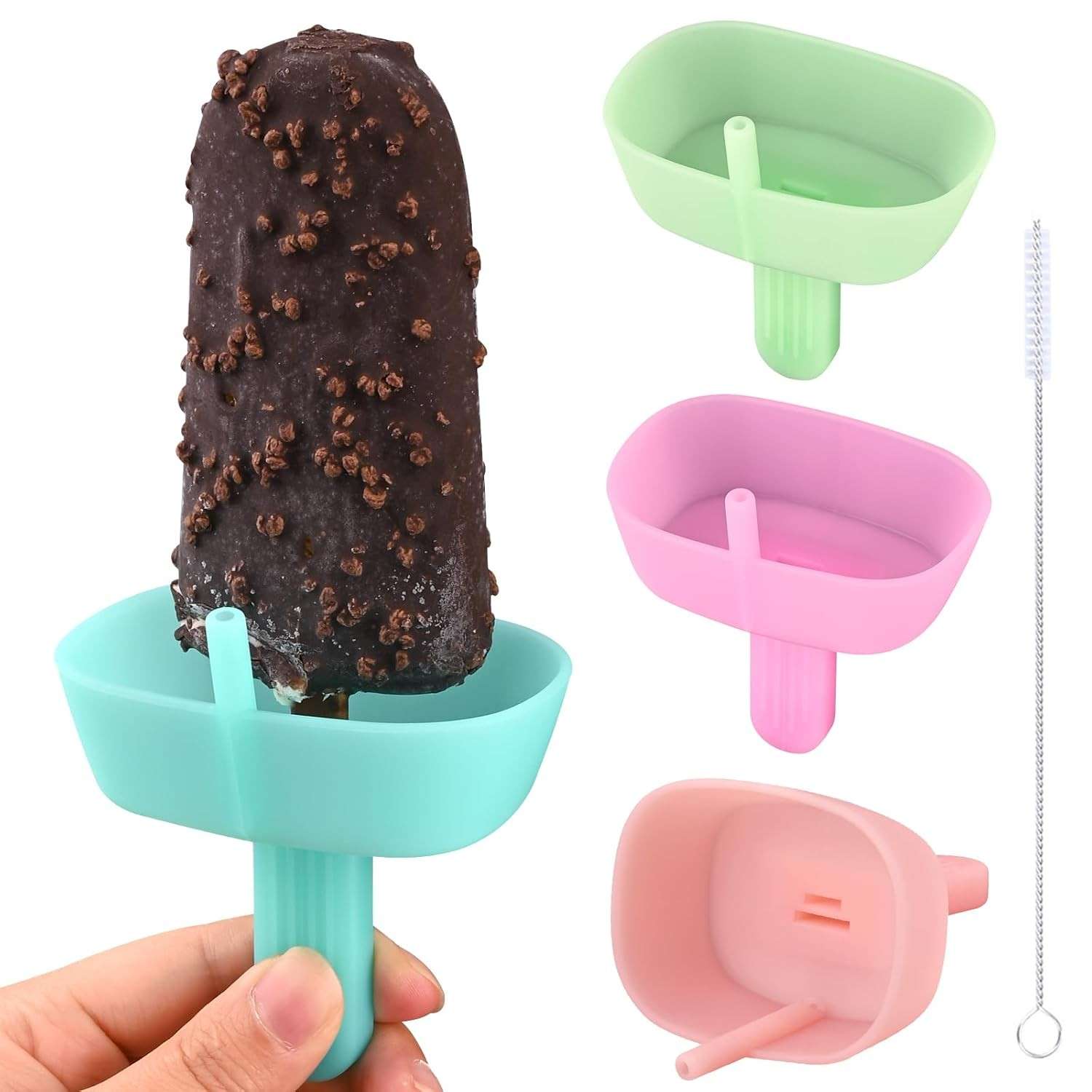Suportes de Picolé Silicone para Crianças - 4 Unidades Sem Gotejamento