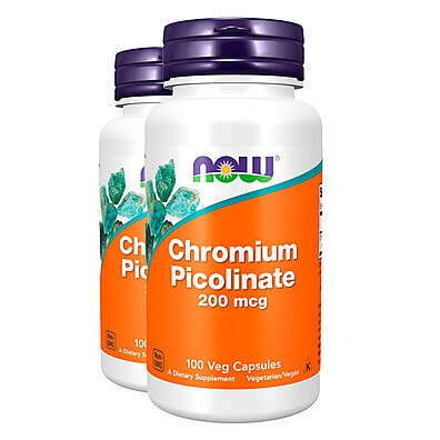 Picolinato de Cromo 200mcg Now Foods: Kit com 2 Frascos