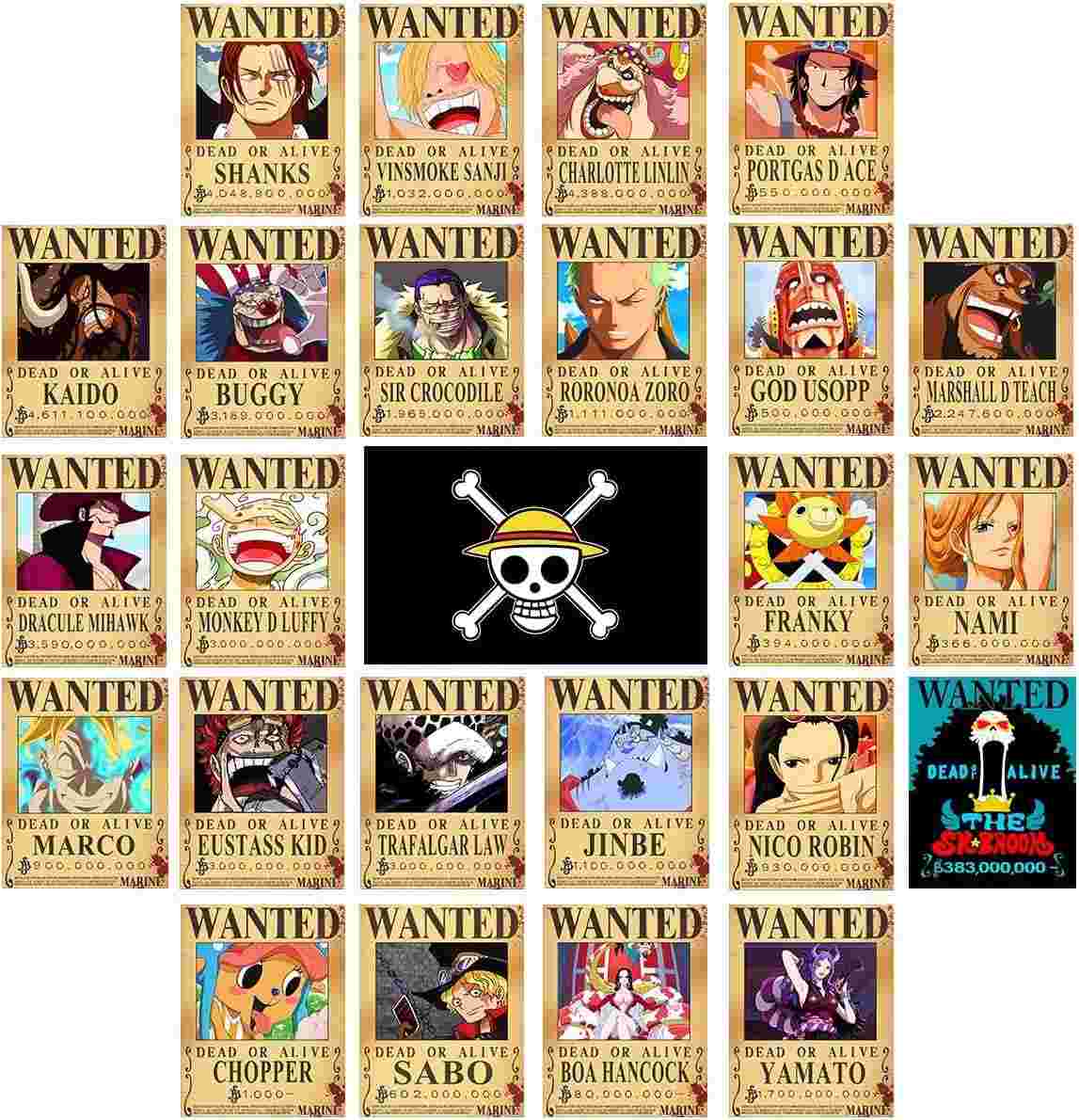Pôsteres de Procurado One Piece - Edição Nika Luffy 3 Bilhões - 25 PCS 30x21 cm