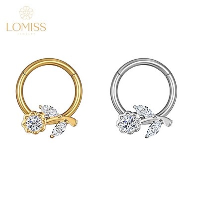 Piercing Argola Flor: Aço Cirúrgico e Zircônia
