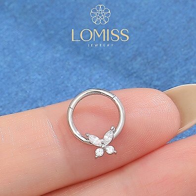 Piercing Argola Flor Zircônia: Elegância em Aço Cirúrgico
