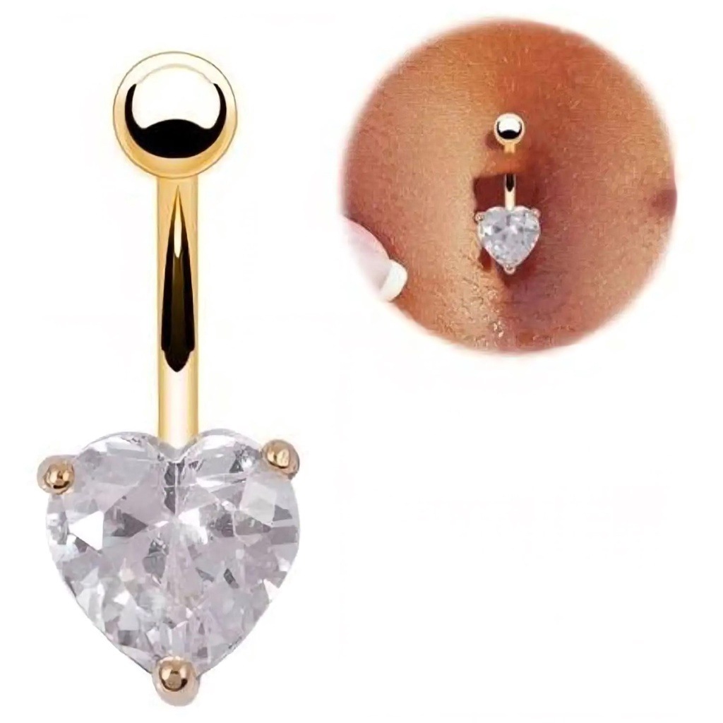 Piercing de Umbigo Coração Dourado: Elegância e Resistência