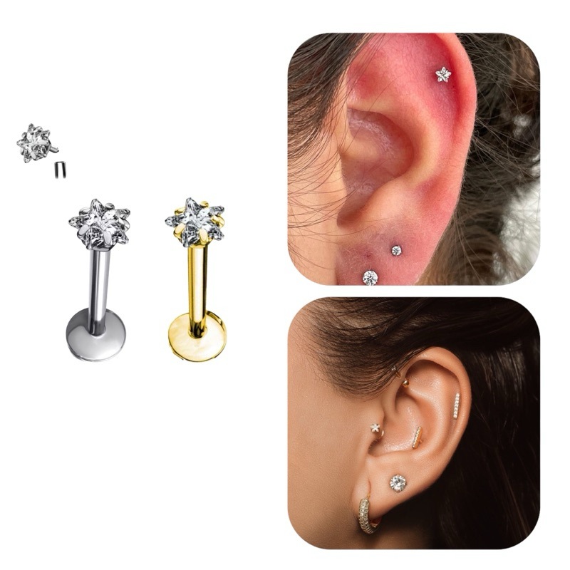 Piercing Estrela Titânio: Tragus, Boca e Mais!
