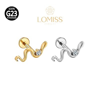 Piercing Helix Conch Labret Titânio PVD Cobra Zircônia – Brilho e Conforto!