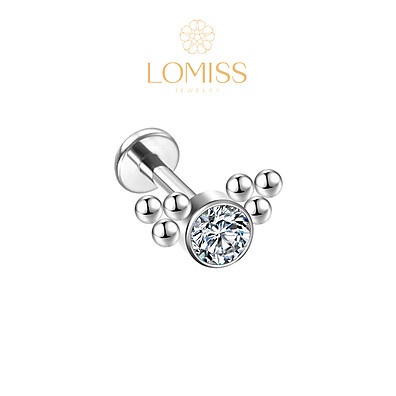Piercing Labret Aço Cirúrgico com Zircônia – Brilho e Conforto