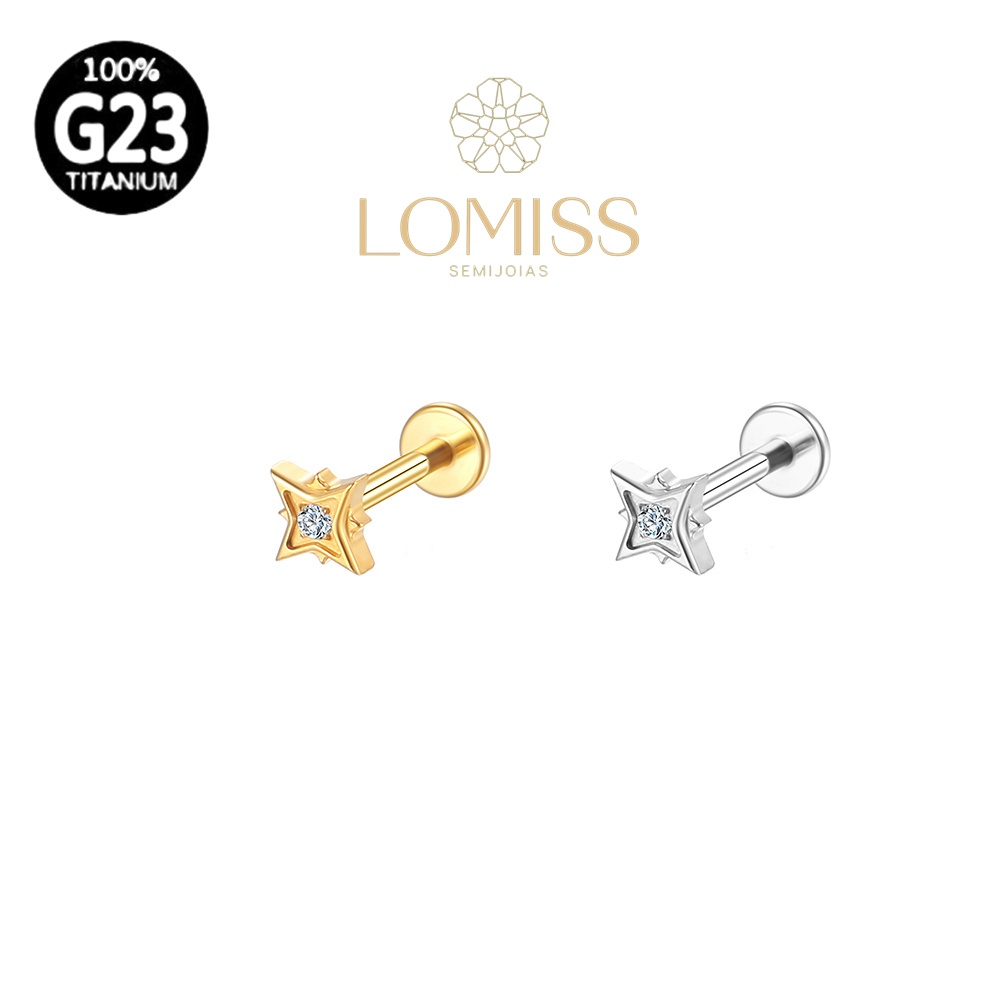 Piercing Labret com Zircônia em Titânio PVD: Seguro e Estilo