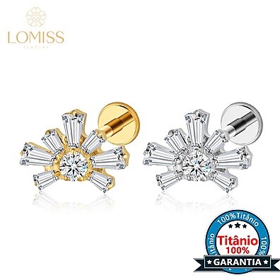Piercing Labret Meia Flor em Titânio com Zircônia – Seguro e Estiloso