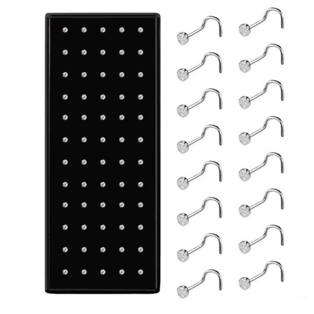 Piercing Nariz Cristal: Kit 10/40/80 Aço Inox