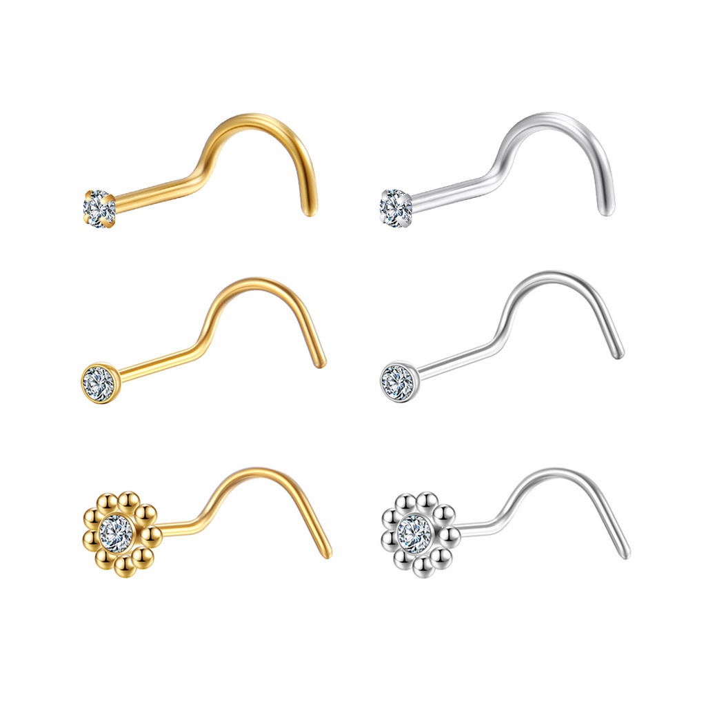 Piercing Nariz Flor: Kit 3 Aço Cirúrgico