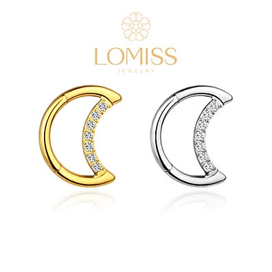 Piercing Rook e Septo Clik Lua Zircônia - Aço Cirúrgico