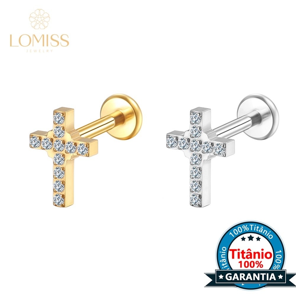 Piercing Titânio Cruz Zircônia: Estilo e Segurança