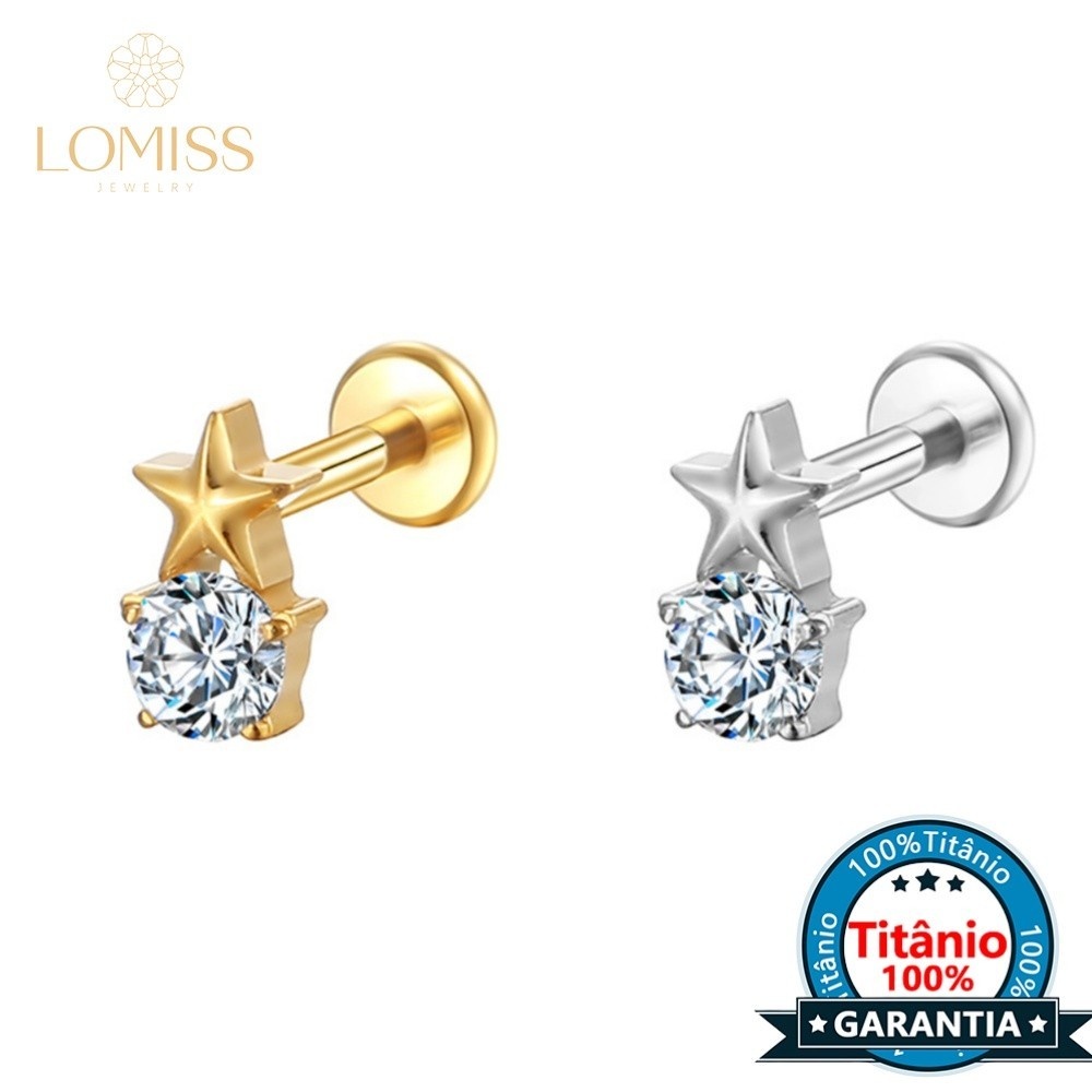 Piercing Titânio Estrela Zircônia: Helix, Tragus e Mais!