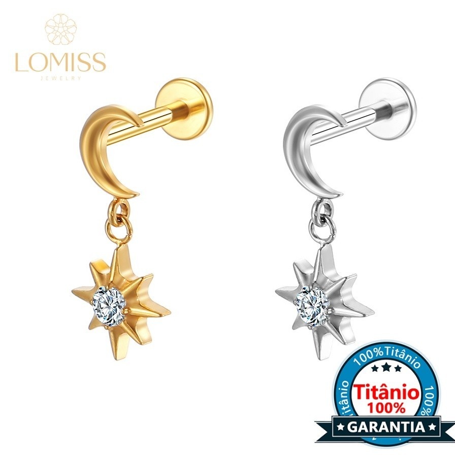 Piercing Titânio Lua e Estrela: Elegância e Segurança
