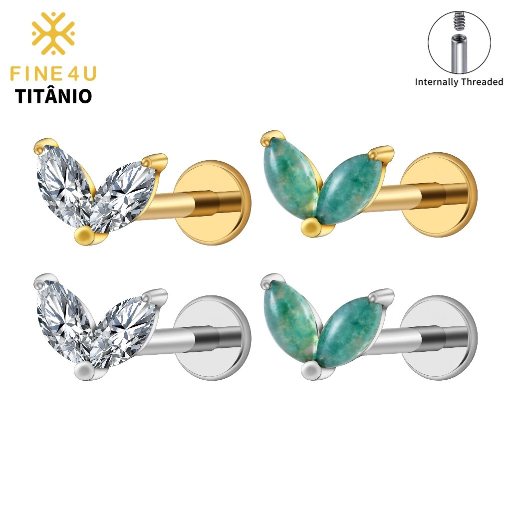 Piercing Tragus Titânio: Luxo CZ/Ágata