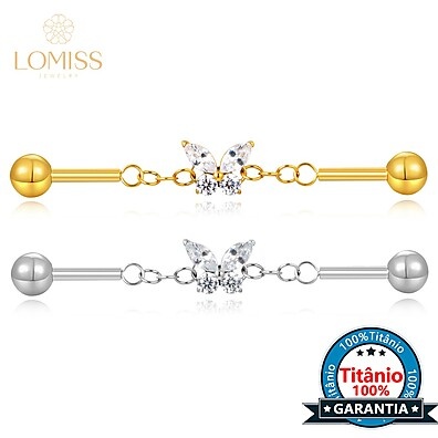 Piercing Transversal Titânio Borboleta com Zircônia