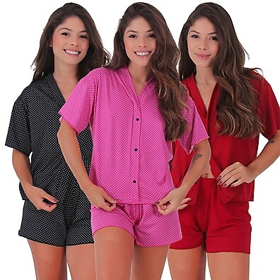 Pijama Americano Suede: Kit 3 Conforto!