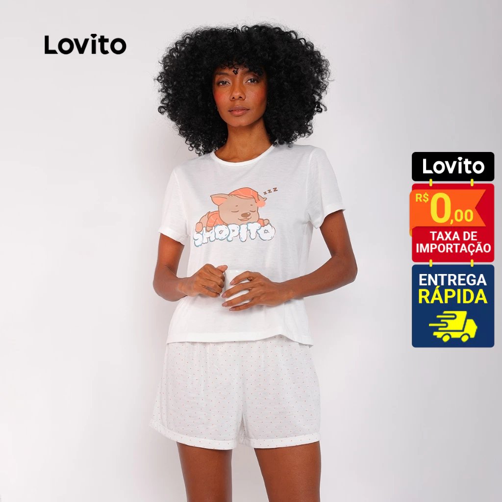 Pijama Feminino Lovito Corações: Conforto e Estilo!