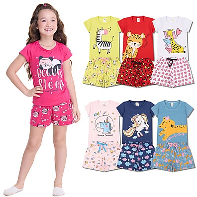 Pijama Infantil Menina: Kit 5 Peças Verão ☀️
