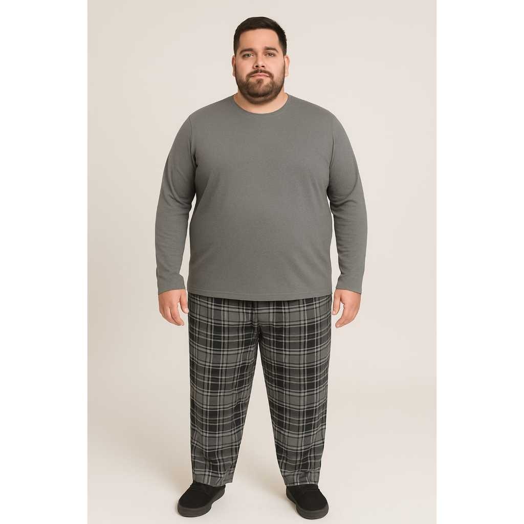 Pijama Xadrez Plus Size: Conforto Inverno 50/52