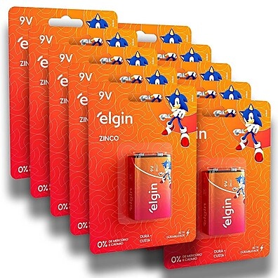 Pilha 9V Elgin: Kit 10 Unidades – Energia Confiável!
