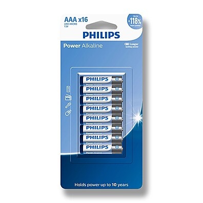 Pilha Alcalina AAA Philips – 16 Unidades de Energia Conf confiável