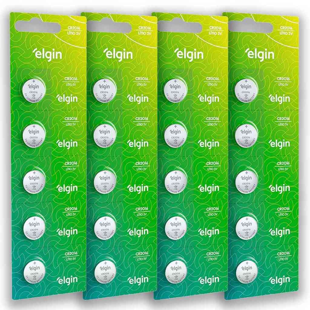 Pilha CR2016 Elgin: Kit 20 Unidades 3V