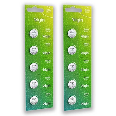 Pilha CR2025 Elgin: Kit 10 Unidades – Energia Duradoura!