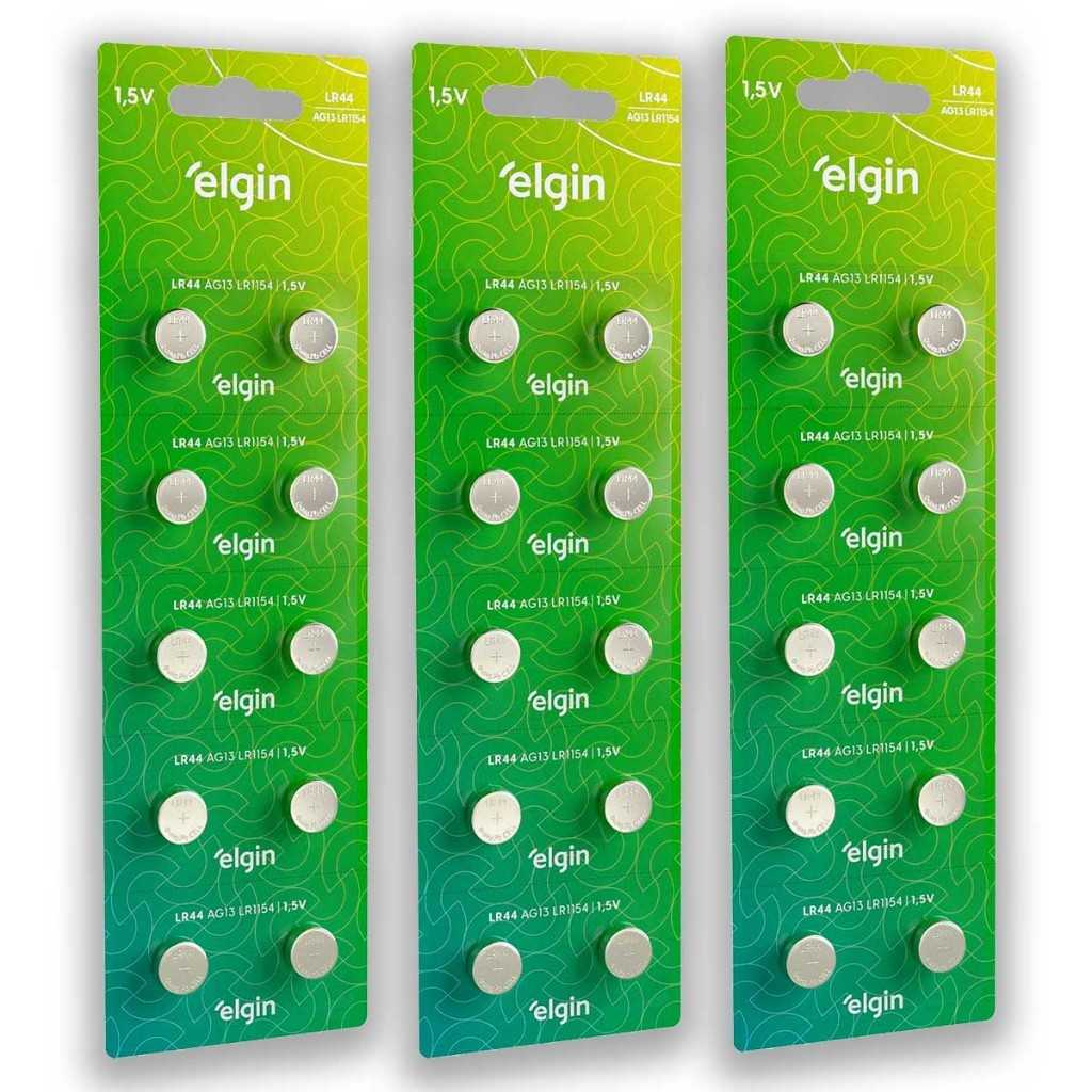 Pilha LR44 Elgin: Kit 30 Unidades – Energia Duradoura!