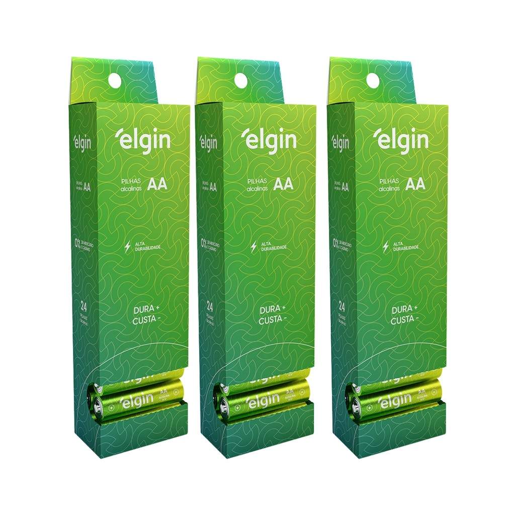 Pilhas AA Elgin: Kit 72 Unidades - Energia Duradoura!