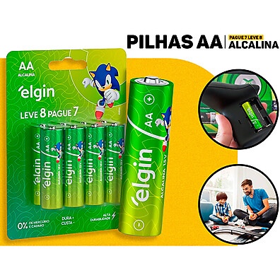 Pilhas Elgin AA 1.5V: 8 Unidades com Alta Performance