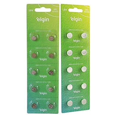 Pilhas Elgin LR41/LR44: Kit 20 Unidades