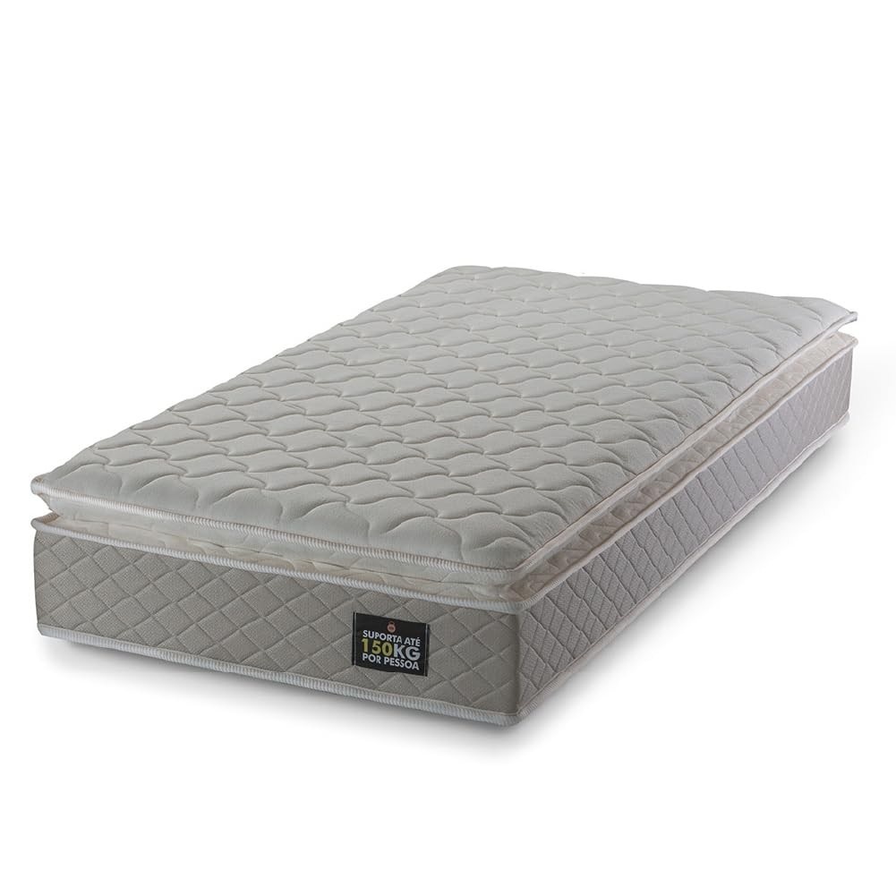 Colchão Solteiro Strong Pillow Top Espuma D45 88x188x24cm Bege - Conforto e Resistência para Até 150kg