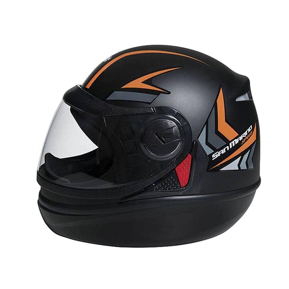 Capacete San Marino Speed One Preto Fosco e Laranja: Segurança e Estilo para Sua Pilotagem