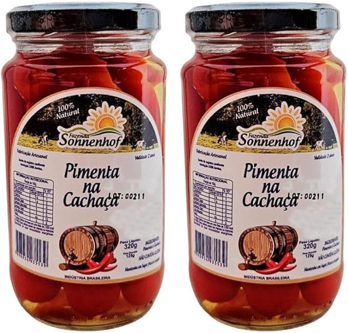 Kit com 2 Conserva de Pimenta na Cachaça - 320g Fazenda Sonnenhof