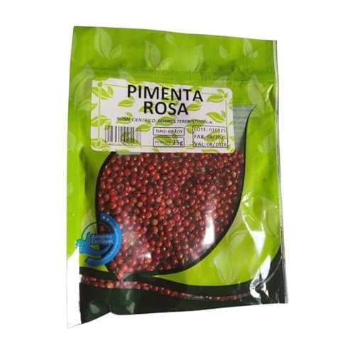 Pimenta Rosa, Grãos Naturais, Embalagem Verde, 25g, Validade 08/2028