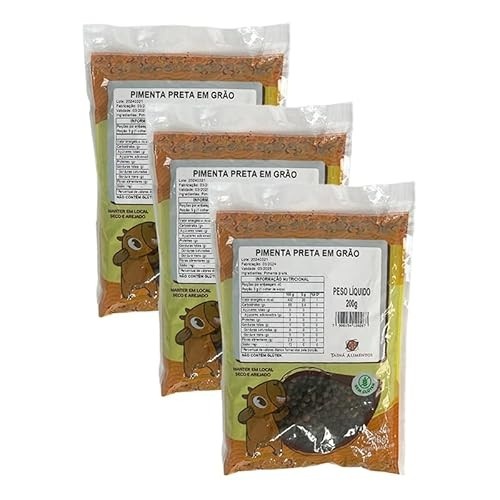Kit 3X: Pimenta Preta em Grão Tainá Alimentos 200g