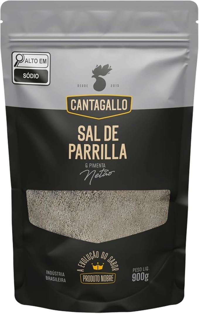Sal de Parrilla e Pimenta Netão CantaGallo 900g - Granulometria Perfeita