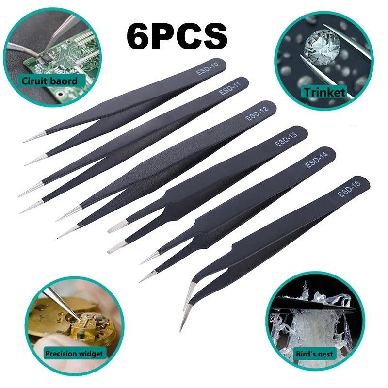 Pinças ESD: Kit 6 Peças para Eletrônica