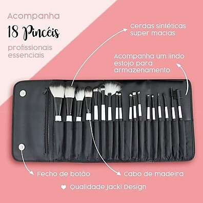 Pincéis de Maquiagem Jacki Design: Kit Completo 18 Pincéis