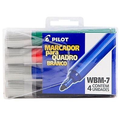 Pincel Quadro Branco Pilot WBM-7: 4 Cores e Recarregável!