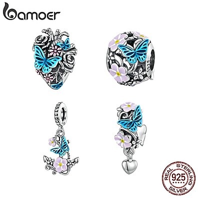 Pingente Borboleta Prata 925 Bamoer: Elegância DIY