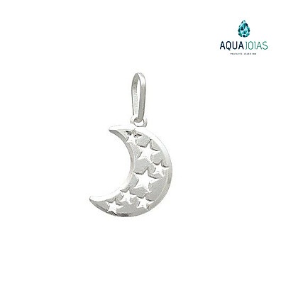 Pingente Lua e Estrelas: Prata 925 Autêntica