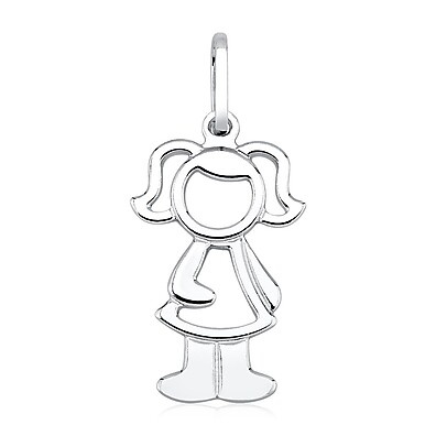 Pingente Menina em Prata 925 - 13mm x 28mm | Elegância e Qualidade